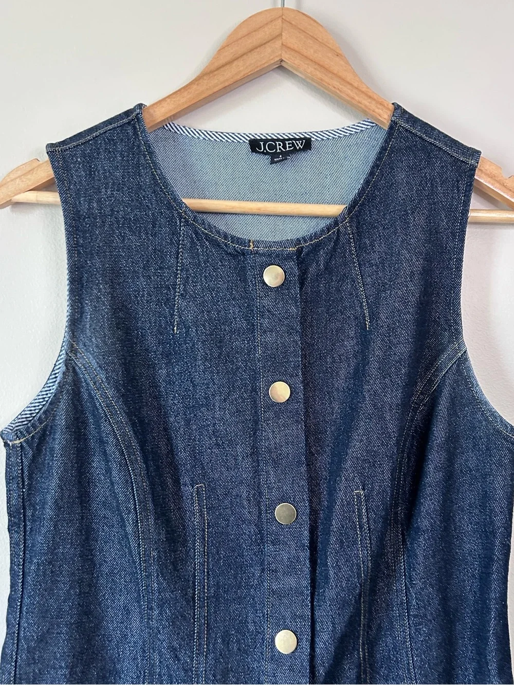 J. Crew Dark Blue Rinse Wash Denim Seamed Stitch Detail Mini Dress Size 6
